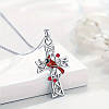 Сріблястий кулон на ланцюжку хрестик з кельтськими вузлами та птахом Червоний кардинал 1.2 см 45+5 см LuxAurum402, фото 3