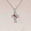 Сріблястий кулон на ланцюжку хрестик з кельтськими вузлами та птахом Червоний кардинал 1.2 см 45+5 см LuxAurum402, фото 4