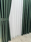 Однотонна лляна плетена штора "Asil" з підкладкою blackout, колір зелений, фото 3
