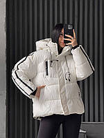 Жіноча зимова куртка S-M, M-L, L-XL, XL-XXL бежевий, чорний, білий