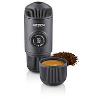 Еспресо-кавоварка Wacaco Nanopresso з чохлом 18 бар (Сірий)