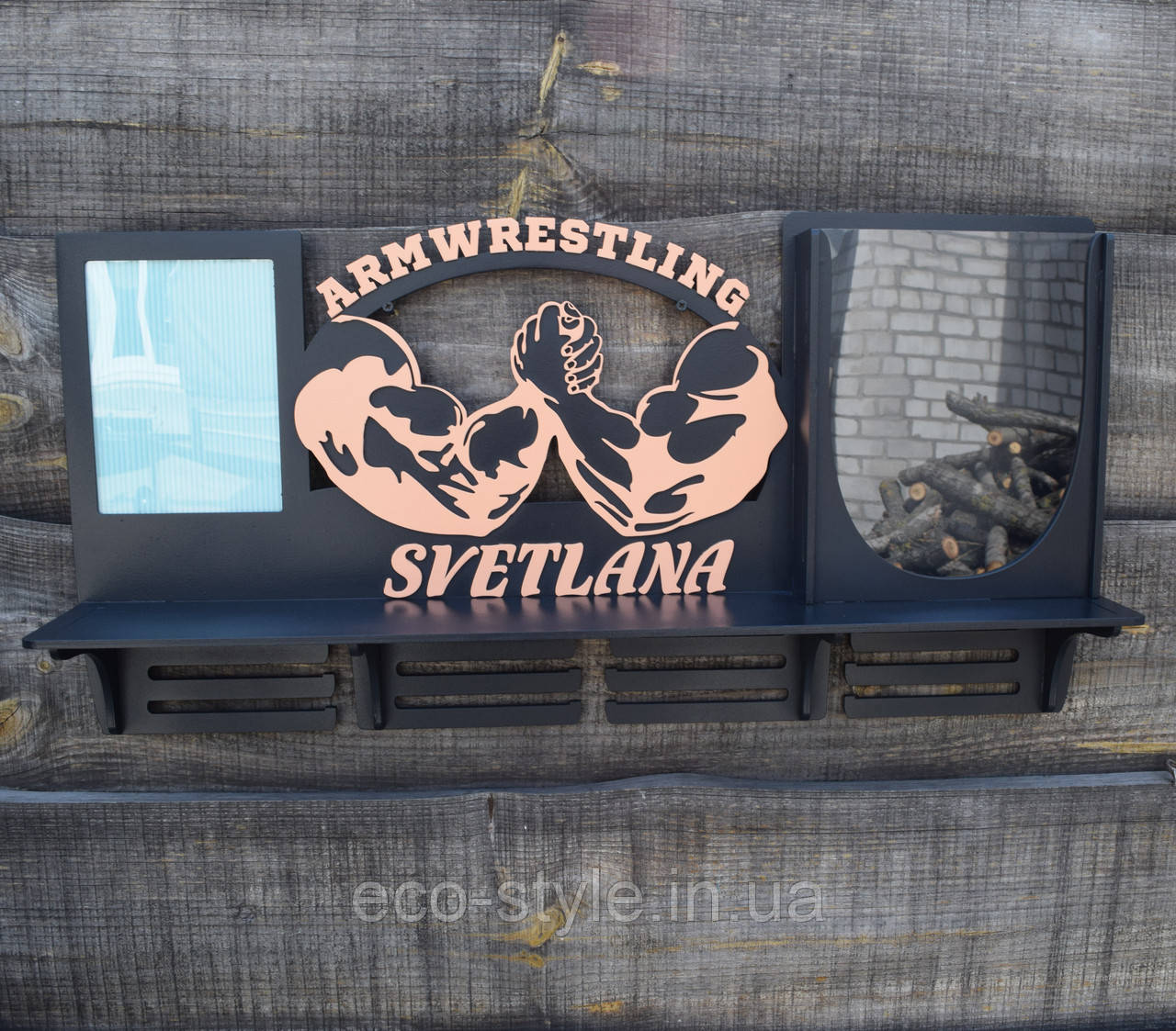 Полиця для кубків і дипломів Армрестлінг. Медальниця з армрестлінгу. Тримач для медалей. Холдер для медалей, фото 1