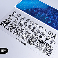 Пластина диск для стемпінгу літня, фрукти, банани, полуниця, вишня, ананас, малина, авокадо Global №159