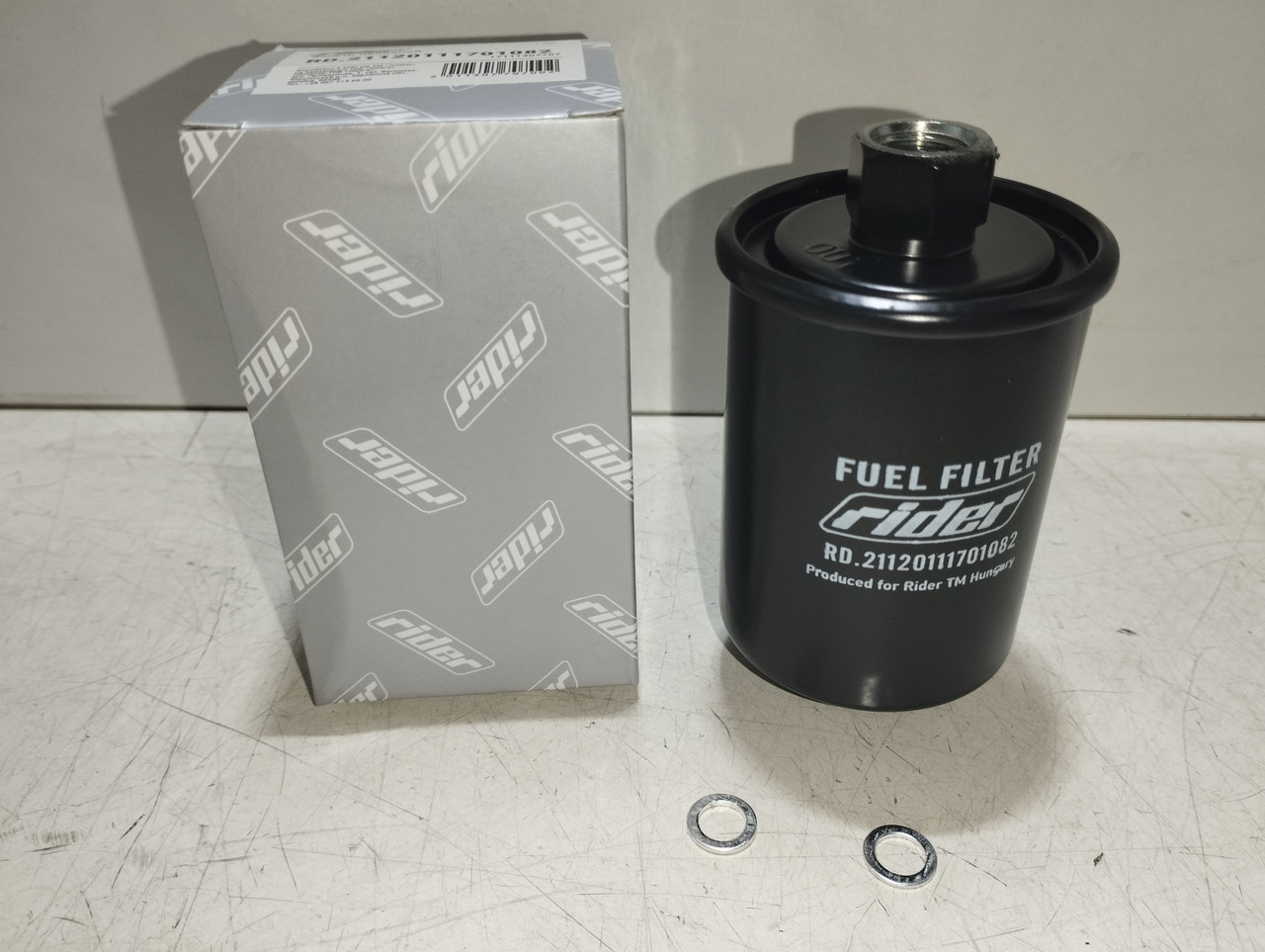 Фільтр паливний ВАЗ 2107, 2110-12 інгежектор під різь (гайка) RIDER, фото 1