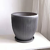 Горщик для квітів великий керамічний Гофре 11,5 л Rezon Сірий мат P261