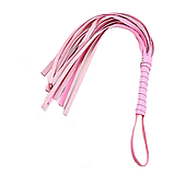 Рожевий батіг багатохвостка для БДСМ ігор, Флоггер для рольових ігор, Хлист з плетеною ручкою, Інтимні іграшки, фото 5