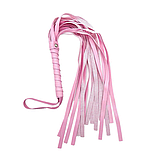 Рожевий батіг багатохвостка для БДСМ ігор, Флоггер для рольових ігор, Хлист з плетеною ручкою, Інтимні іграшки, фото 6