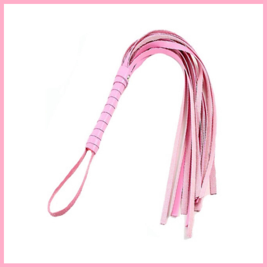 Рожевий батіг багатохвостка для БДСМ ігор, Флоггер для рольових ігор, Хлист з плетеною ручкою, Інтимні іграшки, фото 1