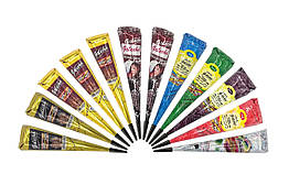 Набір хни в конусах для розпису по тіл 12 шт Golecha