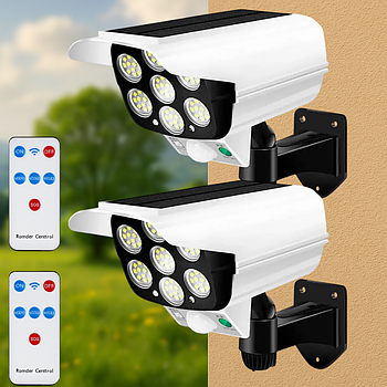 Комплект 2 шт Вуличний ліхтар на сонячній батареї + пульт, CL 877B / Настінний ліхтар у вигляді камери