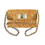 Канва+Замок Бантік+ Нитки коричневі+Куточки для клапана №1 + Ручка-ланцюжок колір золото Набір для сумки з канви, фото 3