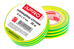 Стрічка ізоляційна Apro 20 м x 17 x 0.14 мм жовто-зелена (10 шт.)