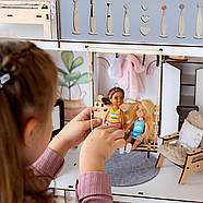 "ЛЮКС ЛАЙТ ЕКО" ляльковий будиночок NestWood для Барбі + вітальня, фото 4