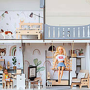 "ЛЮКС ЛАЙТ ЕКО" ляльковий будиночок NestWood для Барбі + вітальня, фото 6