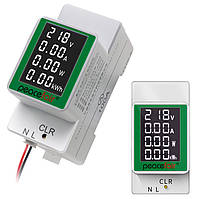 Ватметр PZEM-008 на дин рейку AC 50-300 V,0-100 A з вбудованим трансформатором струму