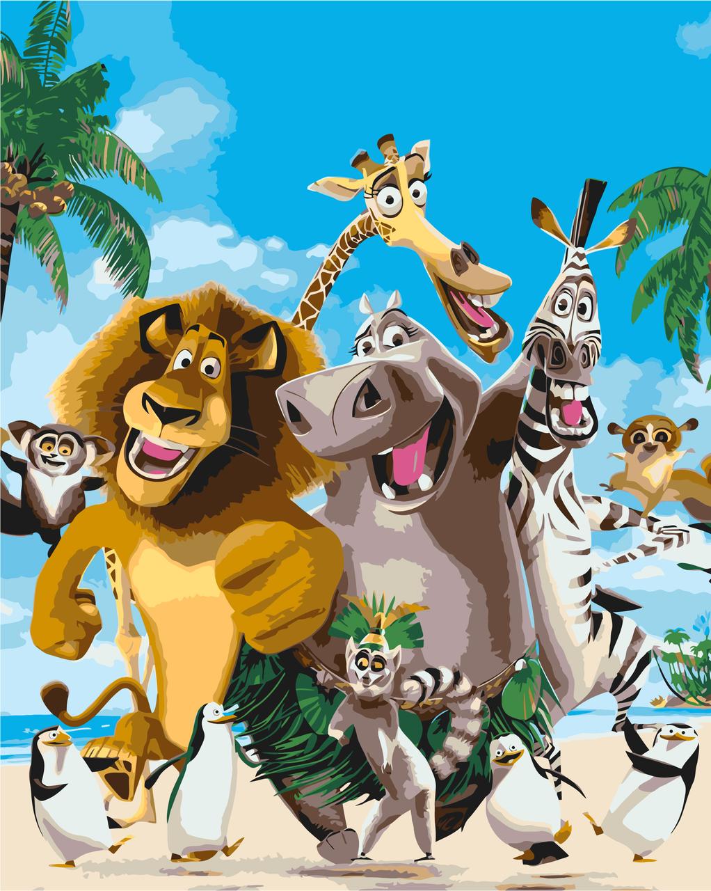 Картина за номерами Герої кіно. Команда з Мадагаскару 40*50 см Орігамі LW 3513, фото 1