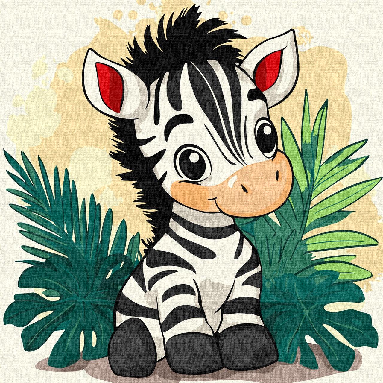 Картина за номерами Для дітей. Зебра 30*30 см Ідейка KHO 1273, фото 1