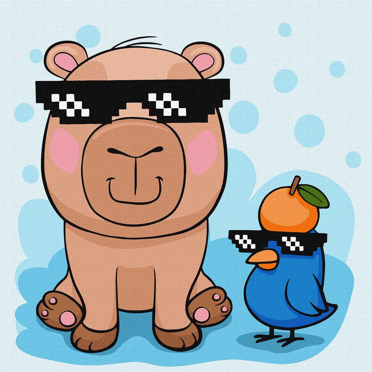 Картина за номерами Для діьей. Капібара з пташкою 30*30 см Ідейка KHO 1277, фото 1