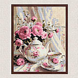 Алмазна мозаїка/вишивка Ароматний чай і квіти 40*50 см Орігамі OD 3506, фото 3