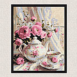 Алмазна мозаїка/вишивка Ароматний чай і квіти 40*50 см Орігамі OD 3506, фото 4