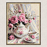 Алмазна мозаїка/вишивка Ароматний чай і квіти 40*50 см Орігамі OD 3506, фото 5