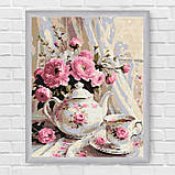 Алмазна мозаїка/вишивка Ароматний чай і квіти 40*50 см Орігамі OD 3506, фото 6