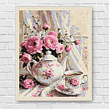 Алмазна мозаїка/вишивка Ароматний чай і квіти 40*50 см Орігамі OD 3506, фото 7