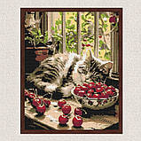 Алмазна мозаїка/вишивка Кошеня на вікні 40*50 см Орігамі OD 3510, фото 3