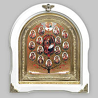 Ікона Богородичне дерево, лик 15х18 см, у білому дерев'яному кіоті, арка