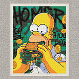 Алмазна мозаїка/вишивка Герої кіно. Гомер з бургером 40*50 см Орігамі OD 3526, фото 2
