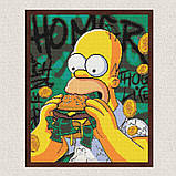 Алмазна мозаїка/вишивка Герої кіно. Гомер з бургером 40*50 см Орігамі OD 3526, фото 3