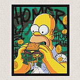 Алмазна мозаїка/вишивка Герої кіно. Гомер з бургером 40*50 см Орігамі OD 3526, фото 4