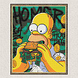 Алмазна мозаїка/вишивка Герої кіно. Гомер з бургером 40*50 см Орігамі OD 3526, фото 5