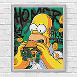 Алмазна мозаїка/вишивка Герої кіно. Гомер з бургером 40*50 см Орігамі OD 3526, фото 6