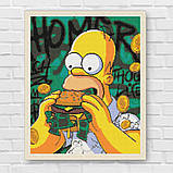 Алмазна мозаїка/вишивка Герої кіно. Гомер з бургером 40*50 см Орігамі OD 3526, фото 7