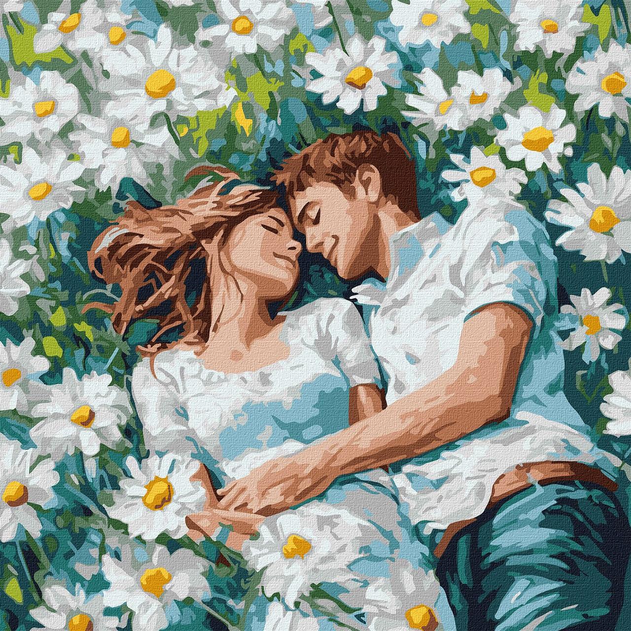 Картина за номерами Люди. Обійми серед квітів 40*40 см Ідейка KHO 8629, фото 1