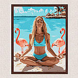 Картина за номерами Йога на узбережжі з фламінго 30*40 см Ідейка KHO 8630, фото 3