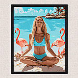 Картина за номерами Йога на узбережжі з фламінго 30*40 см Ідейка KHO 8630, фото 4