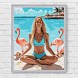 Картина за номерами Йога на узбережжі з фламінго 30*40 см Ідейка KHO 8630, фото 6