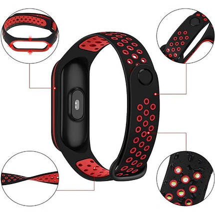 Ремішок TPU BeeCover Nike Style для Xiaomi Mi Band 7 6 5 Black/Red (705153), фото 3