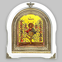 Ікона аз єсмь Лоза справжня, лик 15х18 см, у білому дерев'яному кіоті, арка