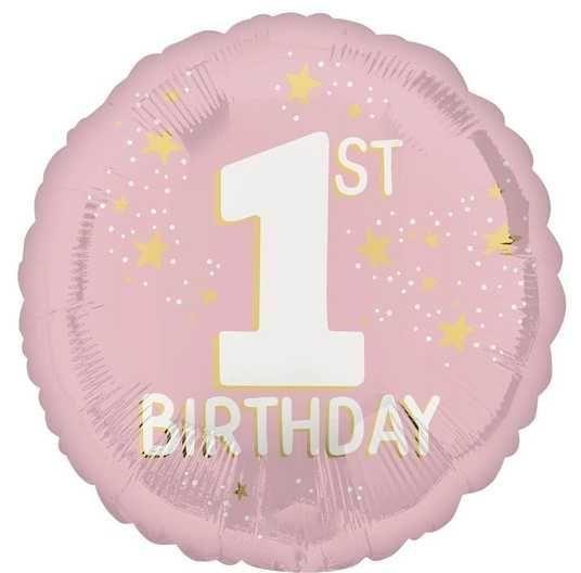 Фольгована кулька круг "1st Birthday" жито 18" (45 см) 1 шт.