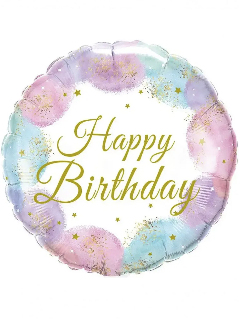 Фольгована кулька круг "Happy Birthday" макарун 18" (45 см) 1 шт.