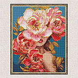 Алмазна мозаїка/вишивка Дівчина з квітами з голограмними стразами 40*50 см Ідейка AMO 8004, фото 5