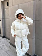 Жіноча куртка-дутик з перламутрової плащівки