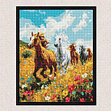 Алмазна мозаїка/вишивка Коні у полі 40*50 см Ідейка AMO 8017, фото 4