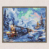 Алмазна мозаїка/вишивка Зима. Новорічний потяг 40*50 см Ідейка AMO 8102, фото 5