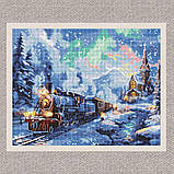 Алмазна мозаїка/вишивка Зима. Новорічний потяг 40*50 см Ідейка AMO 8102, фото 2