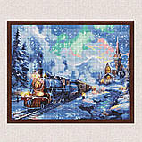 Алмазна мозаїка/вишивка Зима. Новорічний потяг 40*50 см Ідейка AMO 8102, фото 3