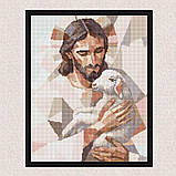 Алмазна мозаїка/вишивка Релігія. Ісус з вівцею 40*50 см Ідейка AMO 8189, фото 4